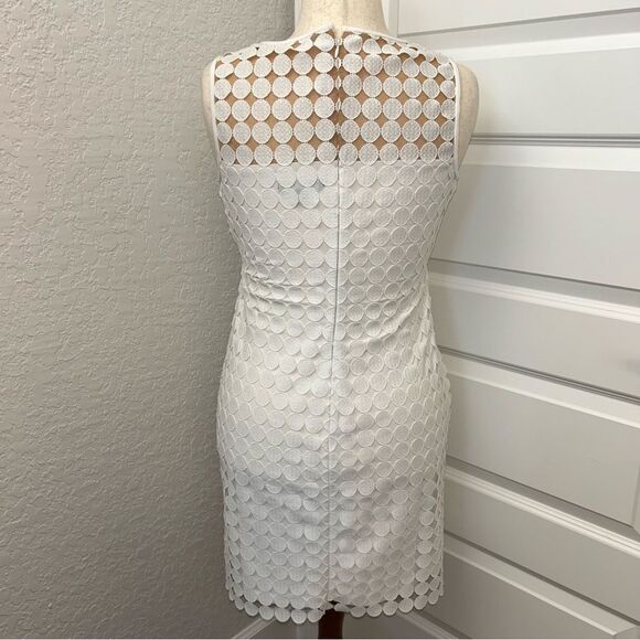 LAUREN Ralph Lauren Geometric Polka Dot Overlay Sleeveless Sheath Dress - Picture 3 of 11